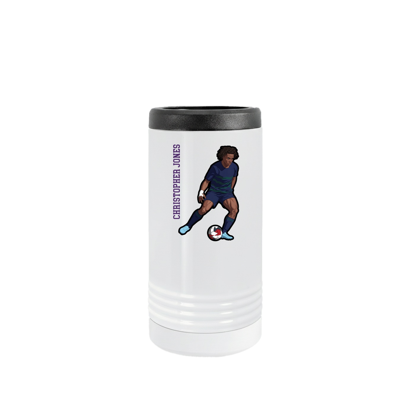 Slim Beverage Holder — Name Vertical in White