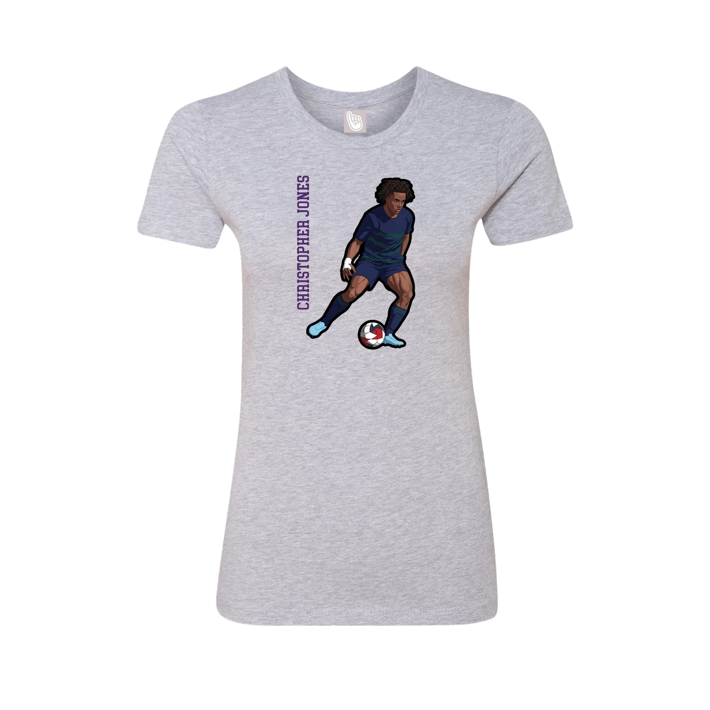 Womens Tee — Name Vertical in Grey