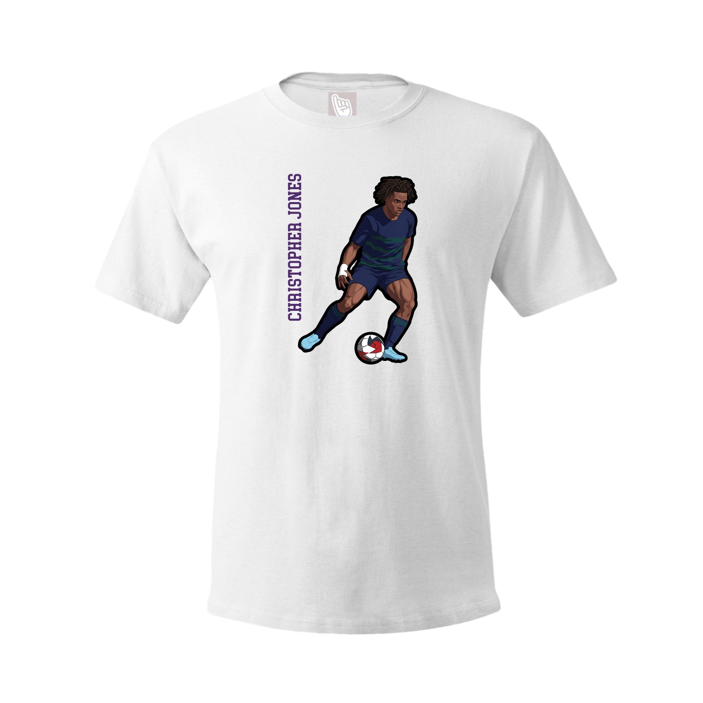 Youth Tee — Name Vertical in White