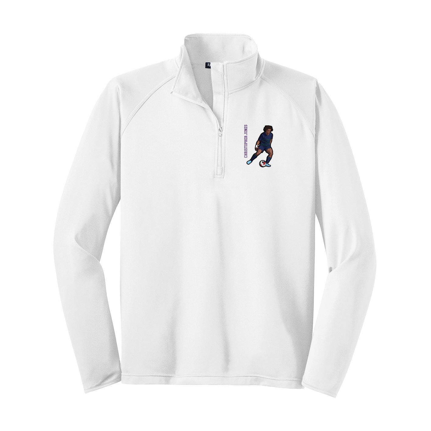 Q-Zip Pullover — Name Vertical in White