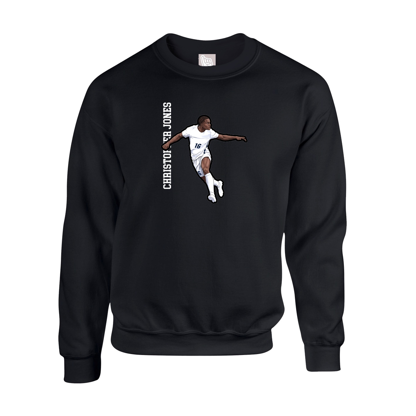 Fleece Crew — Name Vertical in Black