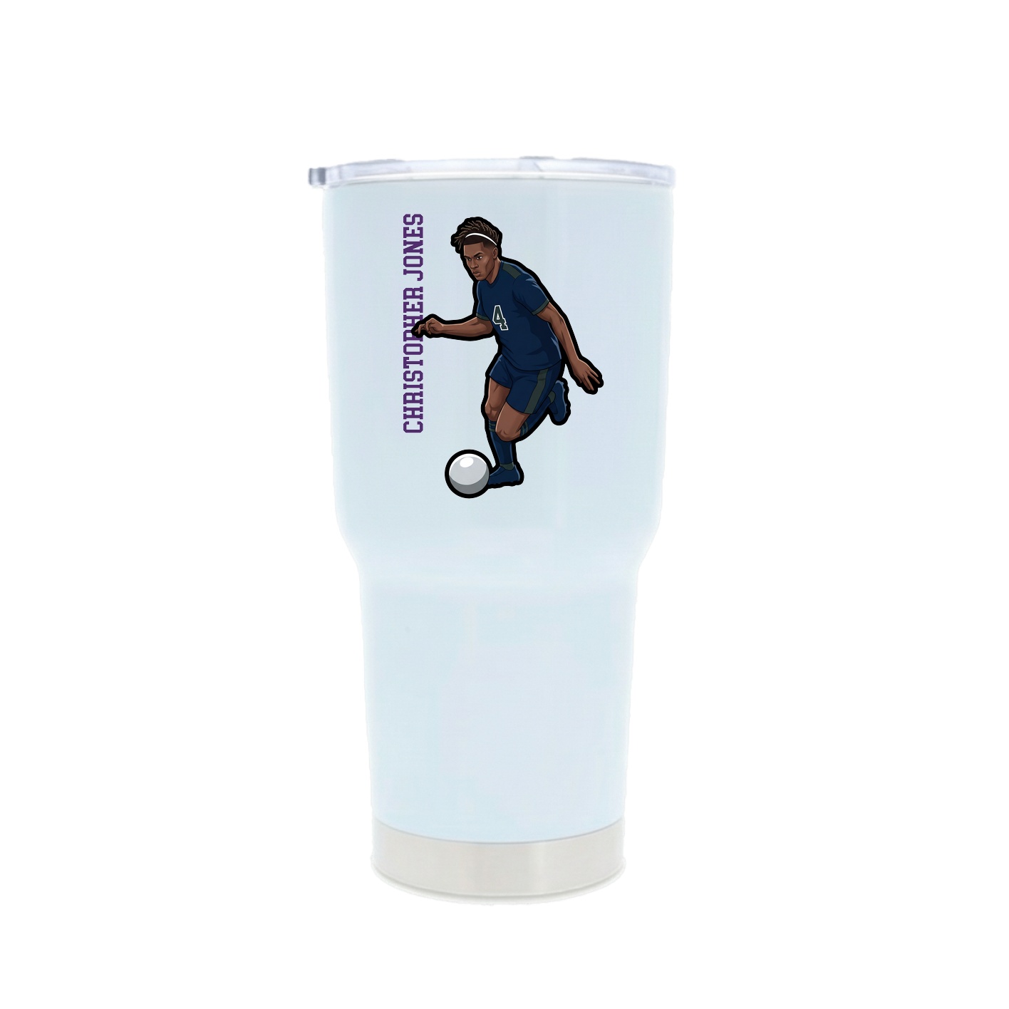 30oz Stainless Steel Tumbler — Name Vertical in White