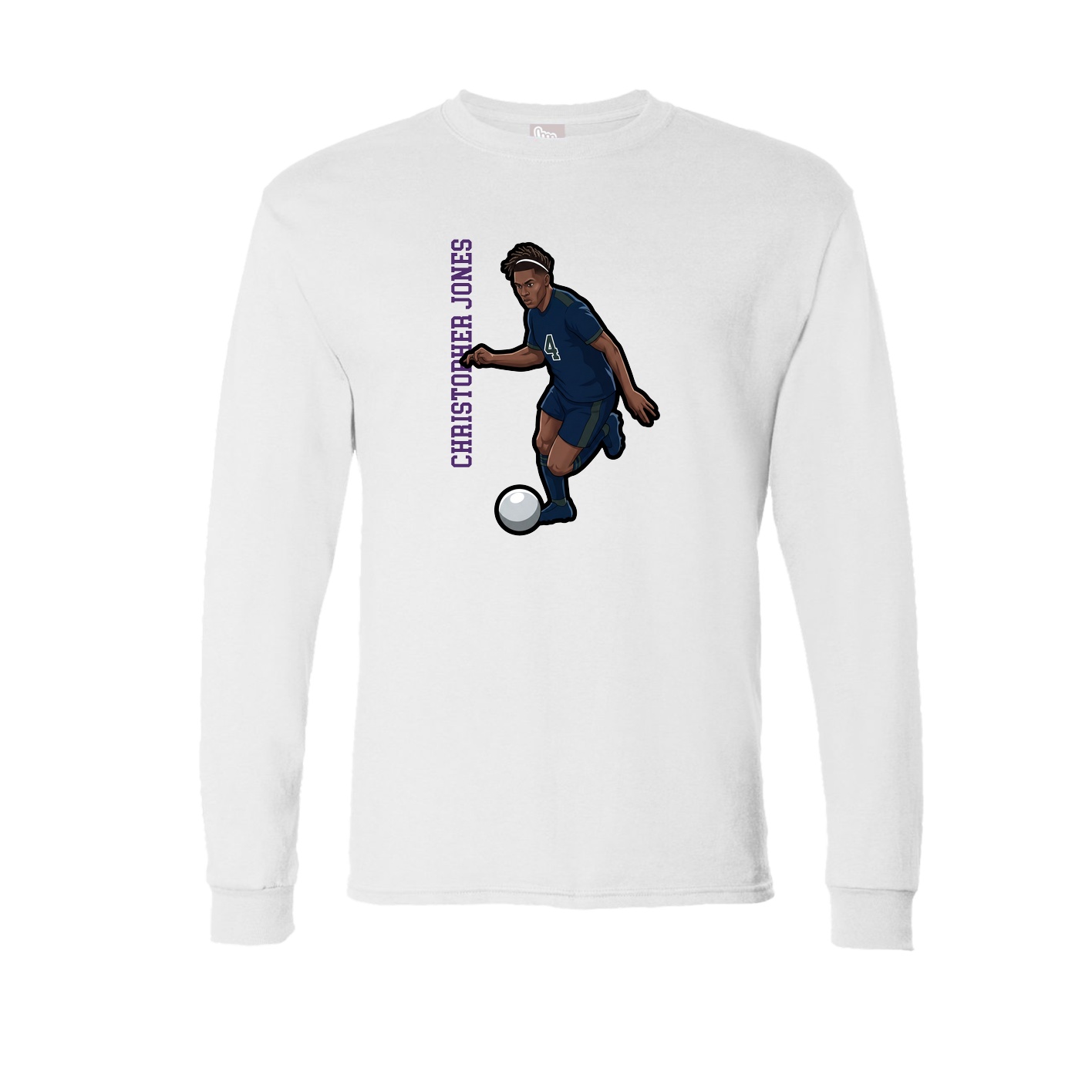Long Sleeve Tee — Name Vertical in White