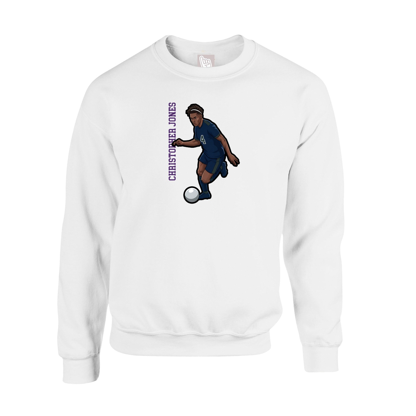 Fleece Crew — Name Vertical in White