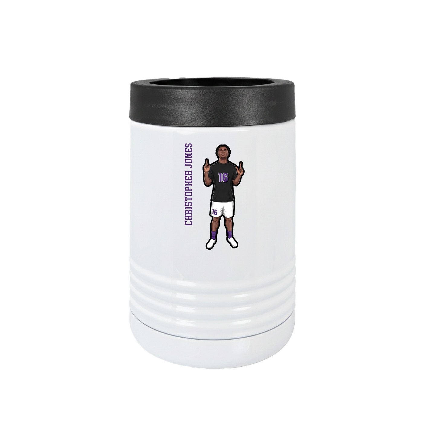 Beverage Holder — Name Vertical in White