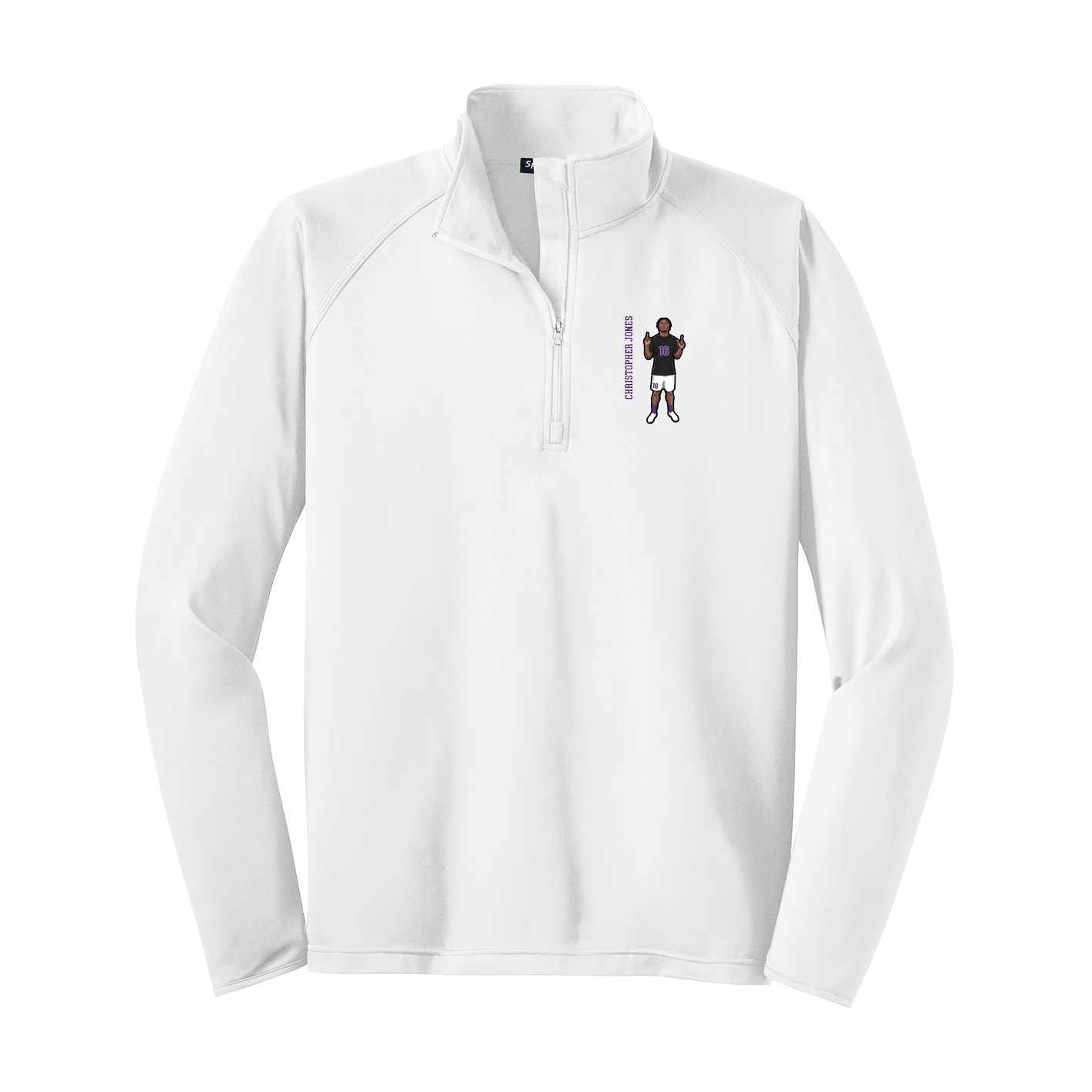 Q-Zip Pullover — Name Vertical in White
