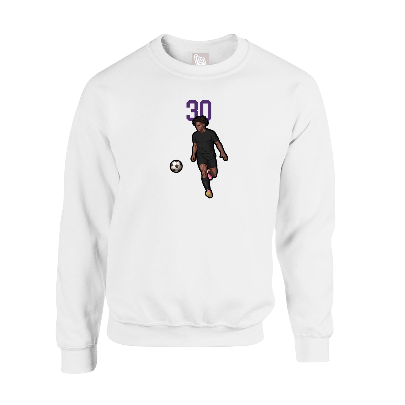 Fleece Crew — Number Top in White