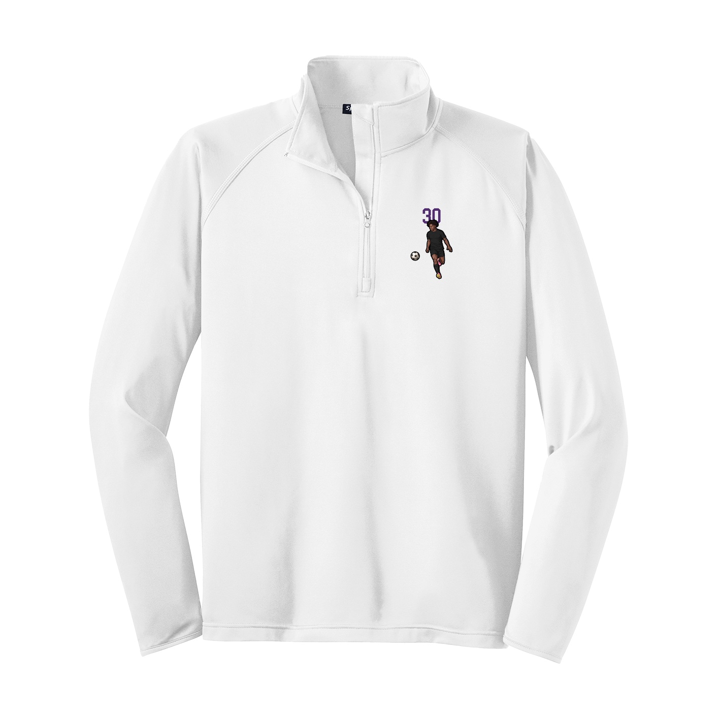 Q-Zip Pullover — Number Top in White
