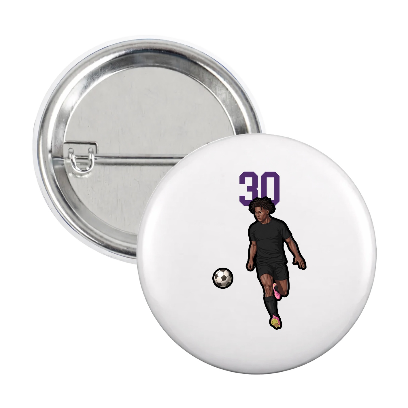 Game Day Button — Number Top in White