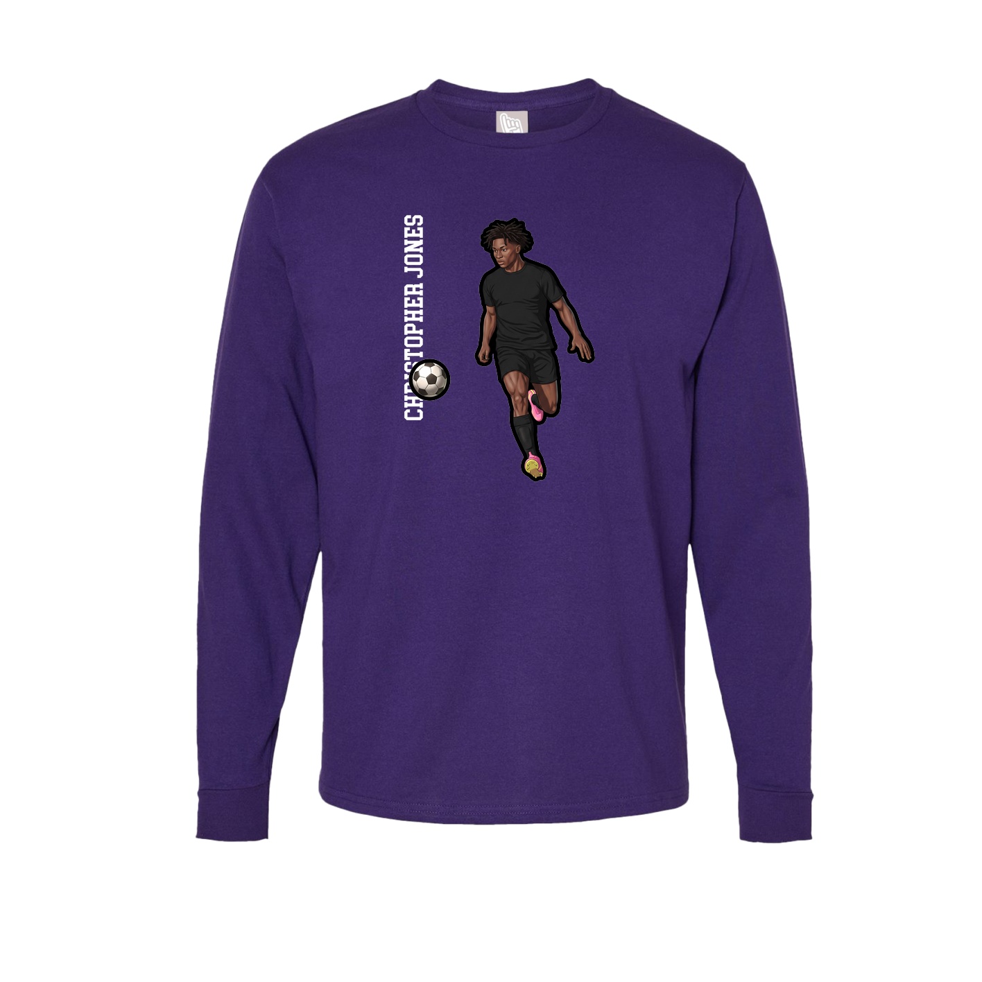 Long Sleeve Tee — Name Vertical in Purple