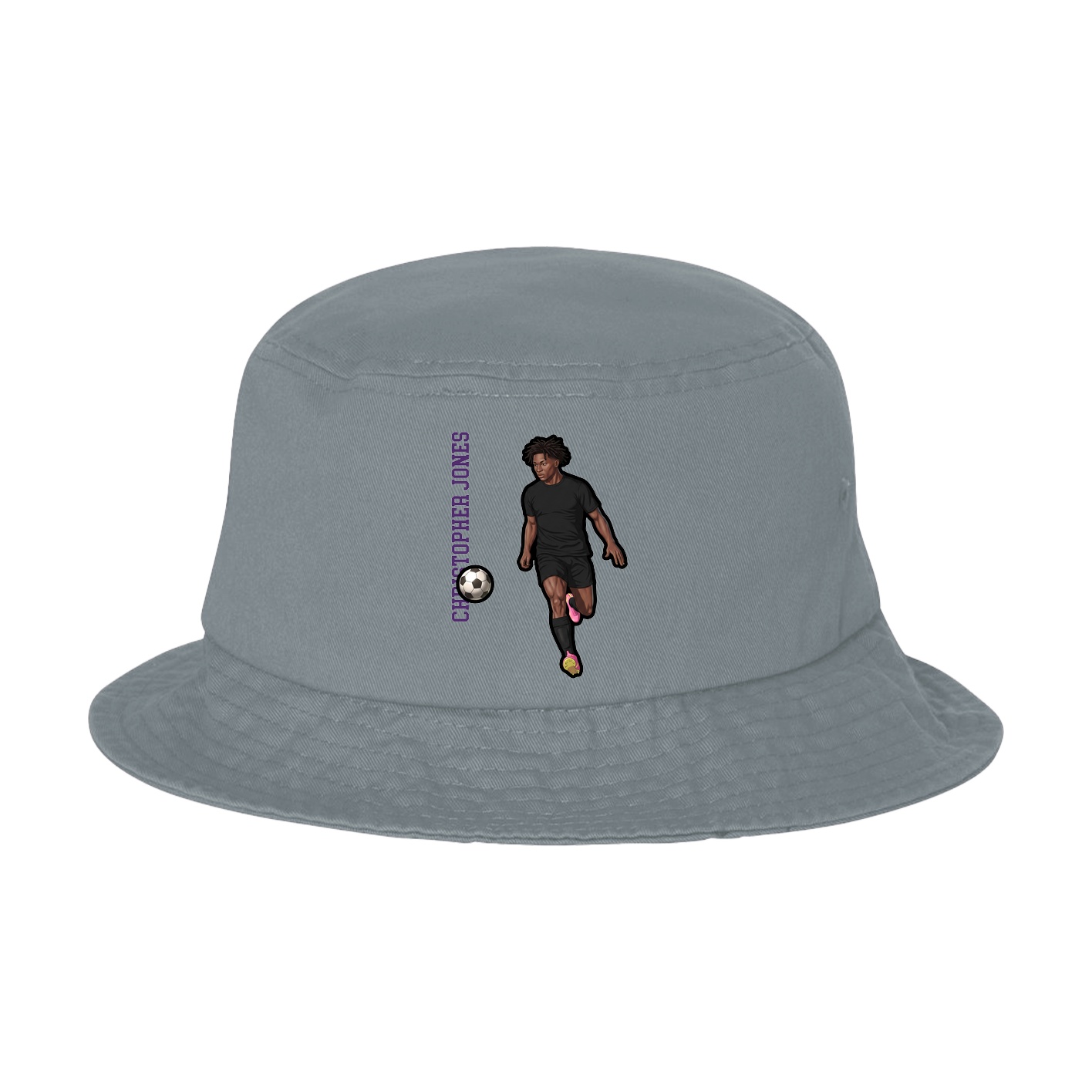 Bucket Cap — Name Vertical in Grey