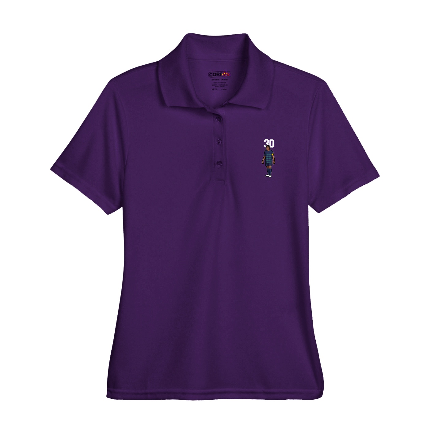 Womens Performance Polo — Number Top in Purple