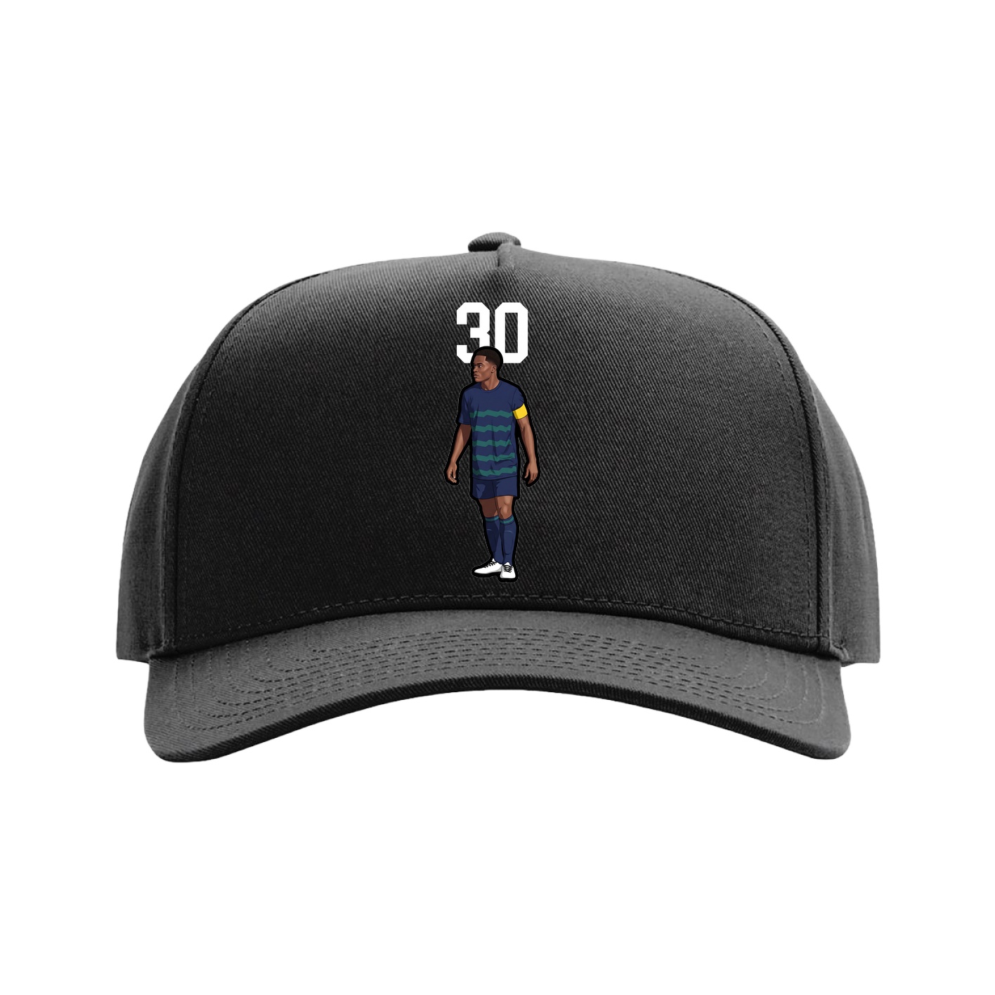 Full Fabric Five-Panel Champ Cap — Number Top in Black