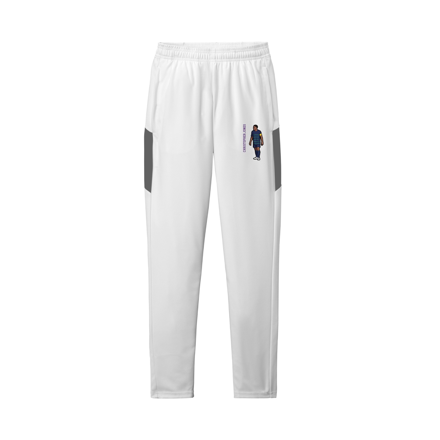 Team Travel Pant — Name Vertical in White/Grey