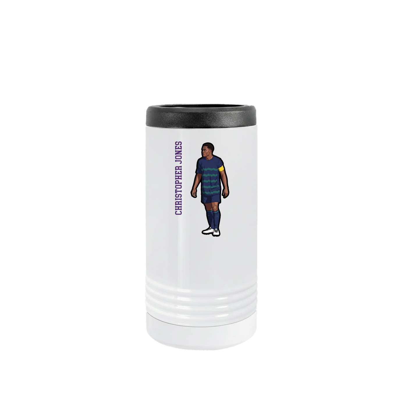 Slim Beverage Holder — Name Vertical in White