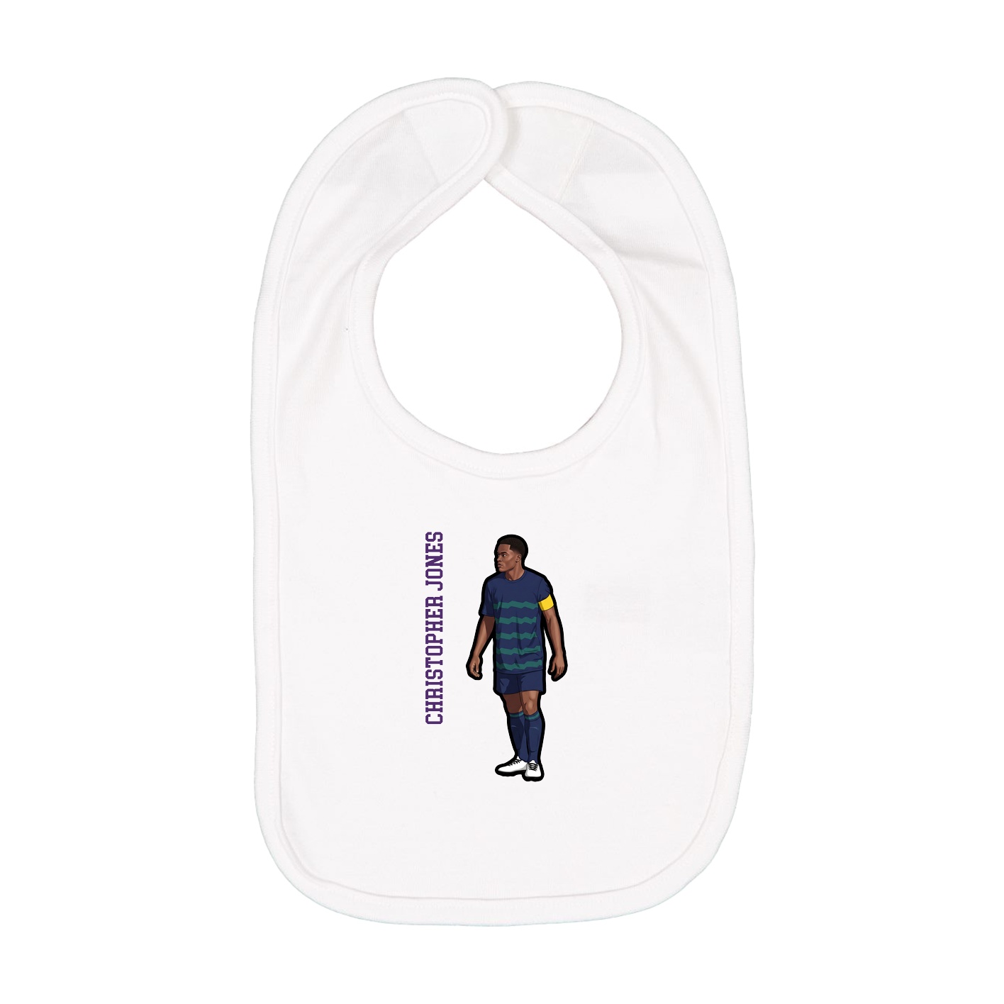 Infant Bib — Name Vertical in White