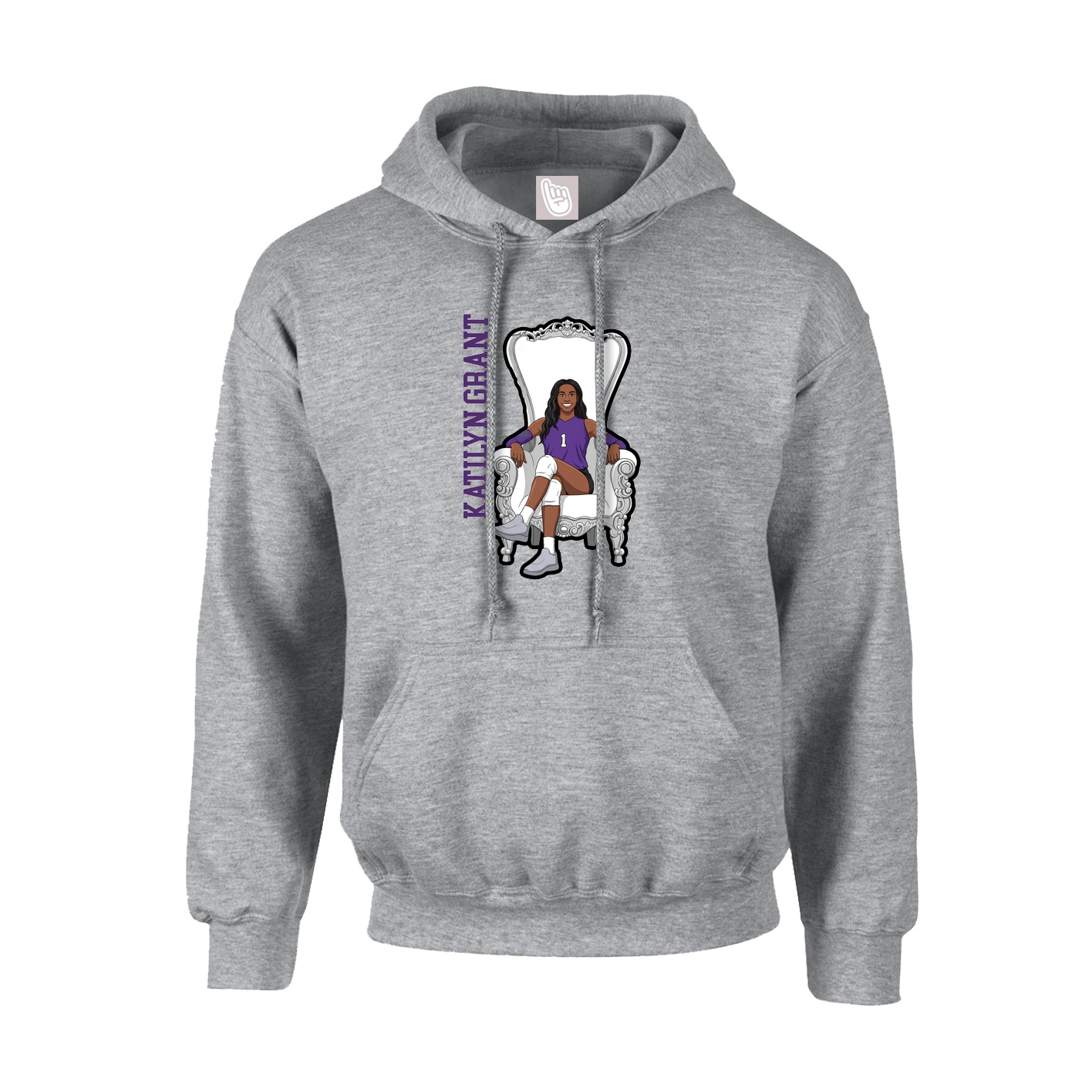 Youth Hoodie — Name Vertical in Grey