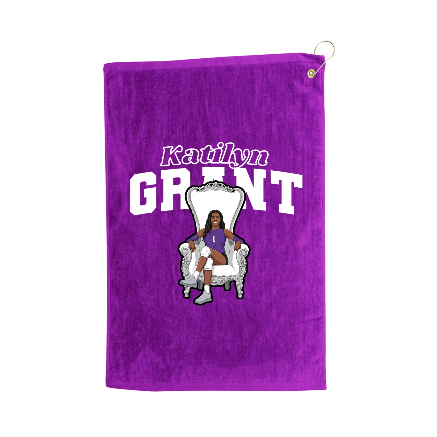 Golf Towel — Name Arch in Purple