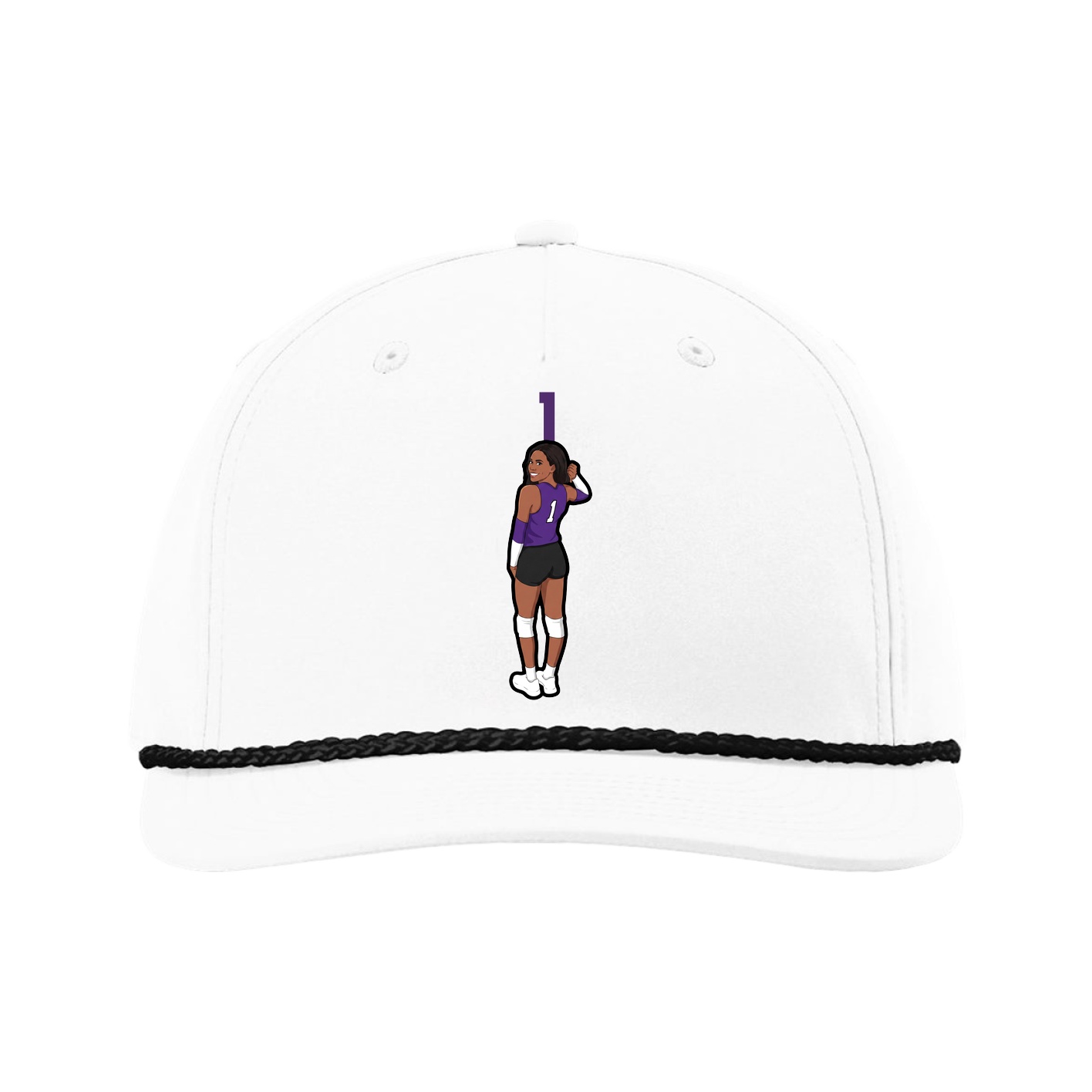 Five-Panel Classic Rope Cap — Number Top in White
