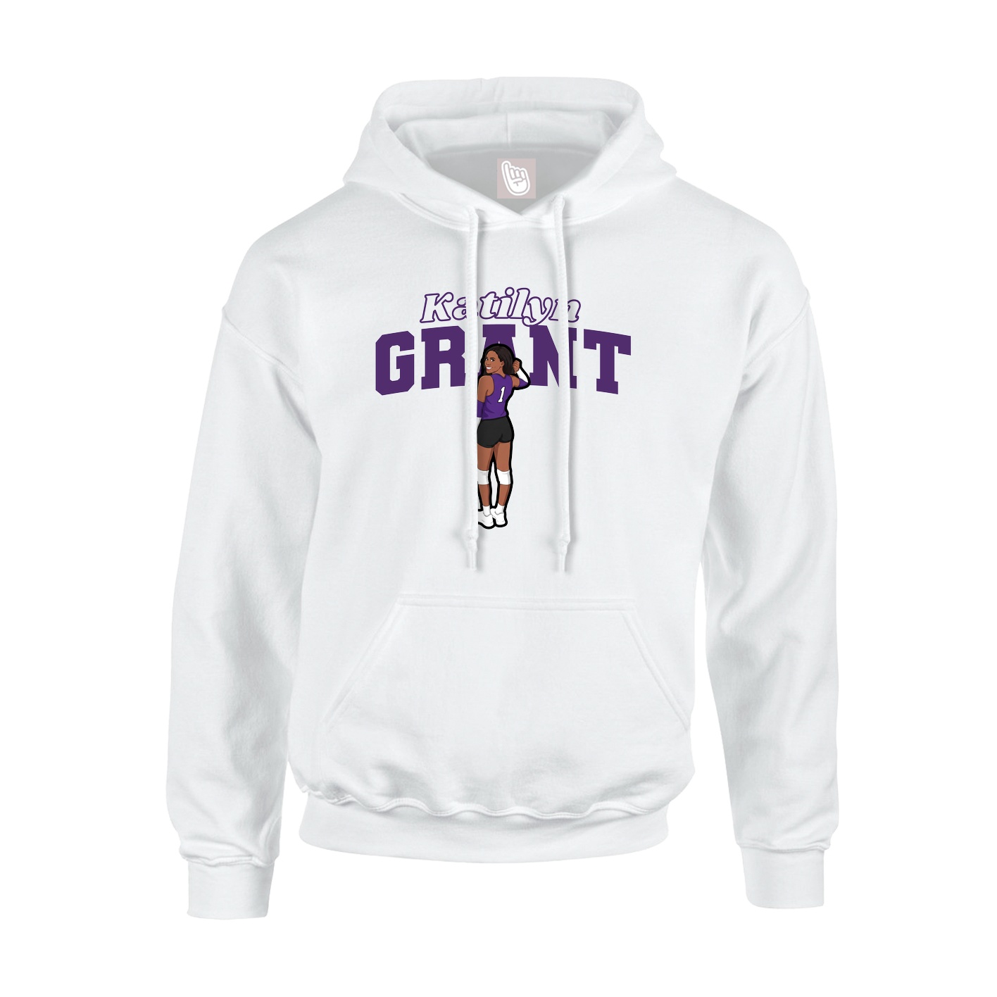 Youth Hoodie — Name Arch in White