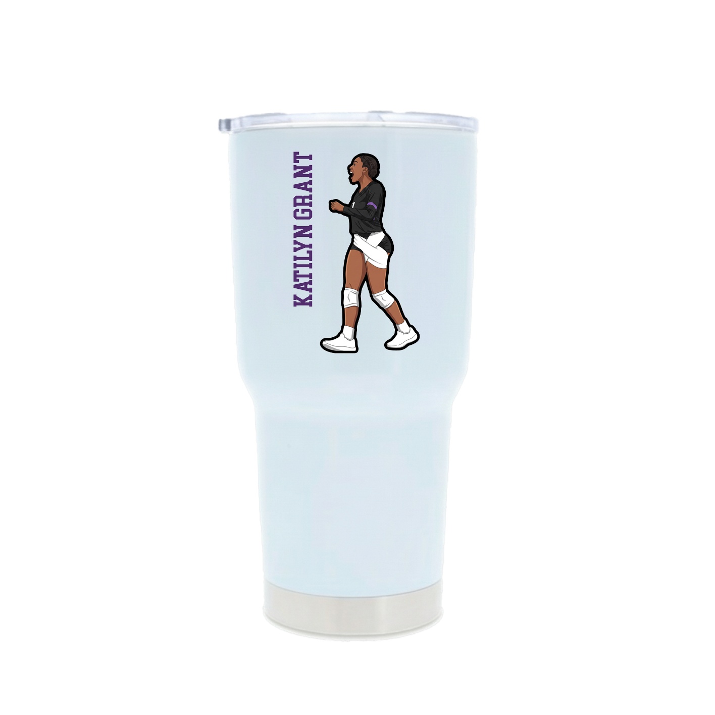 30oz Stainless Steel Tumbler — Name Vertical in White