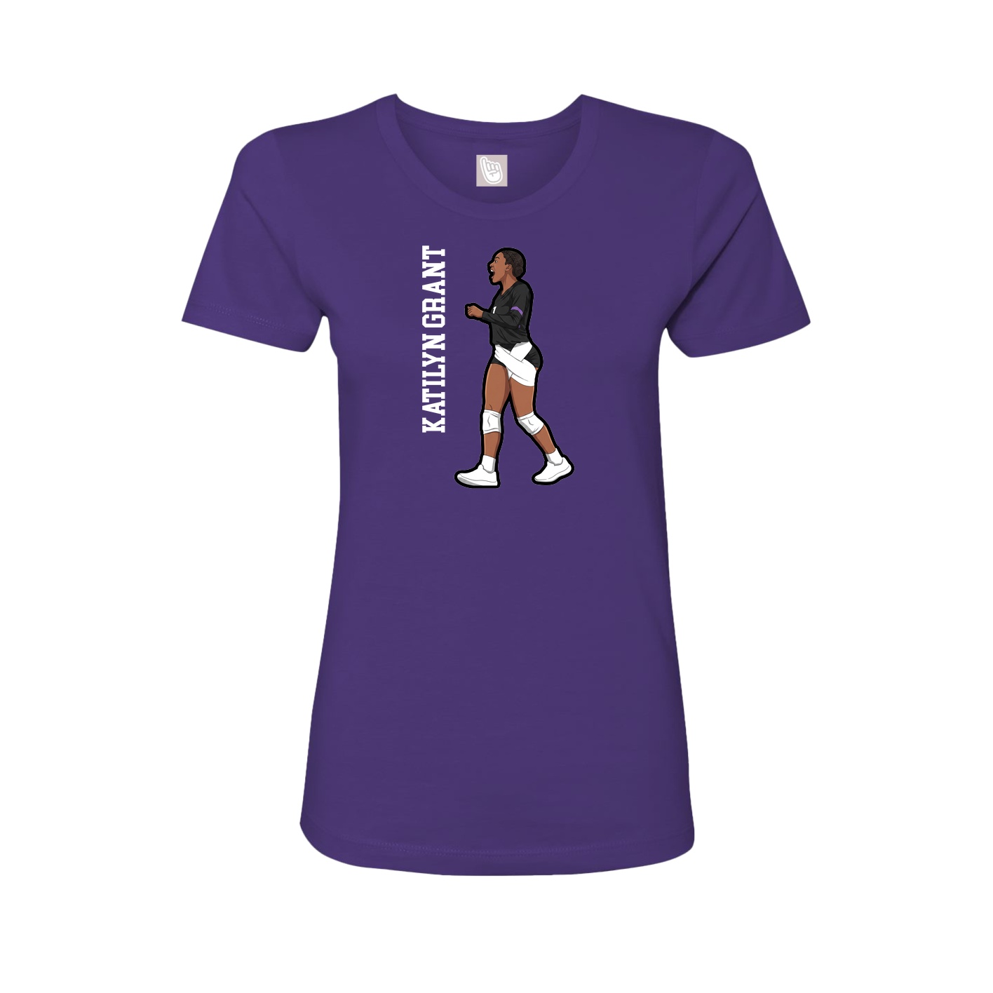 Fitted Women's Tee — Name Vertical in Purple