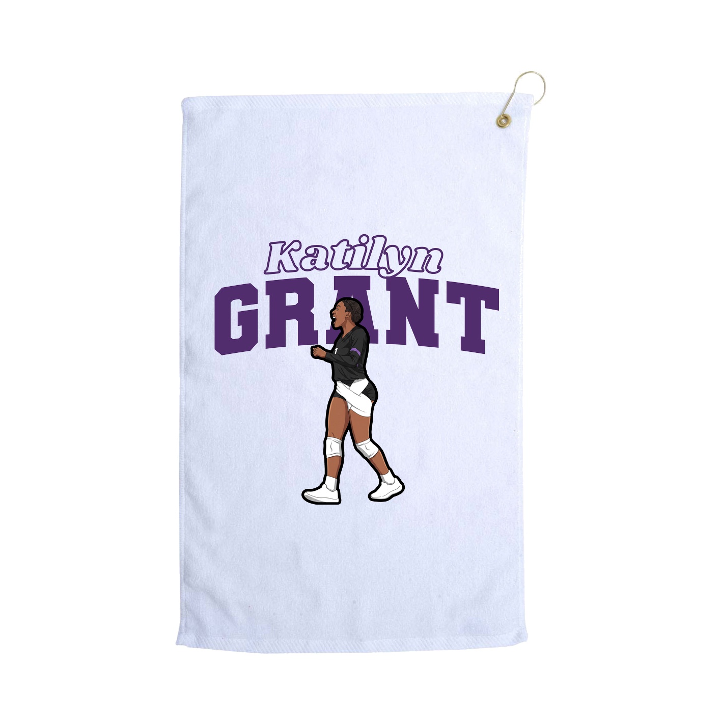 Golf Towel — Name Arch in White