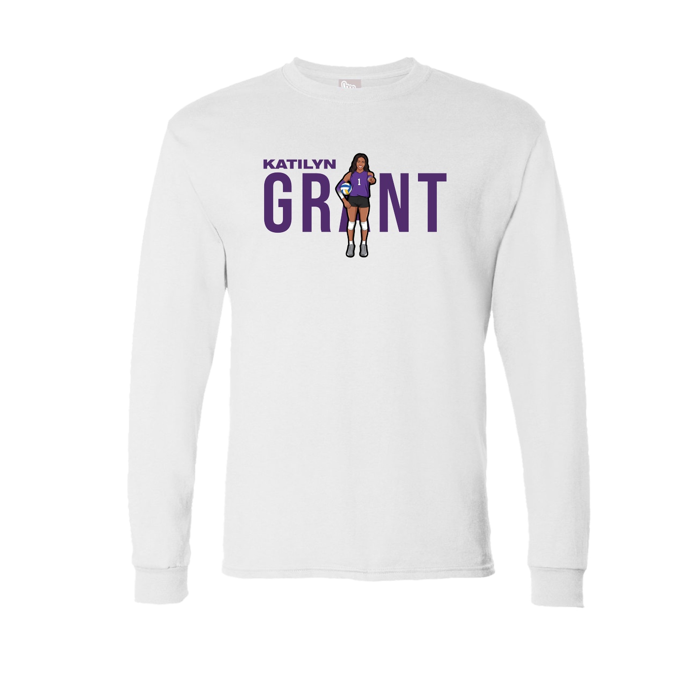 Long Sleeve Tee — Player Name in White