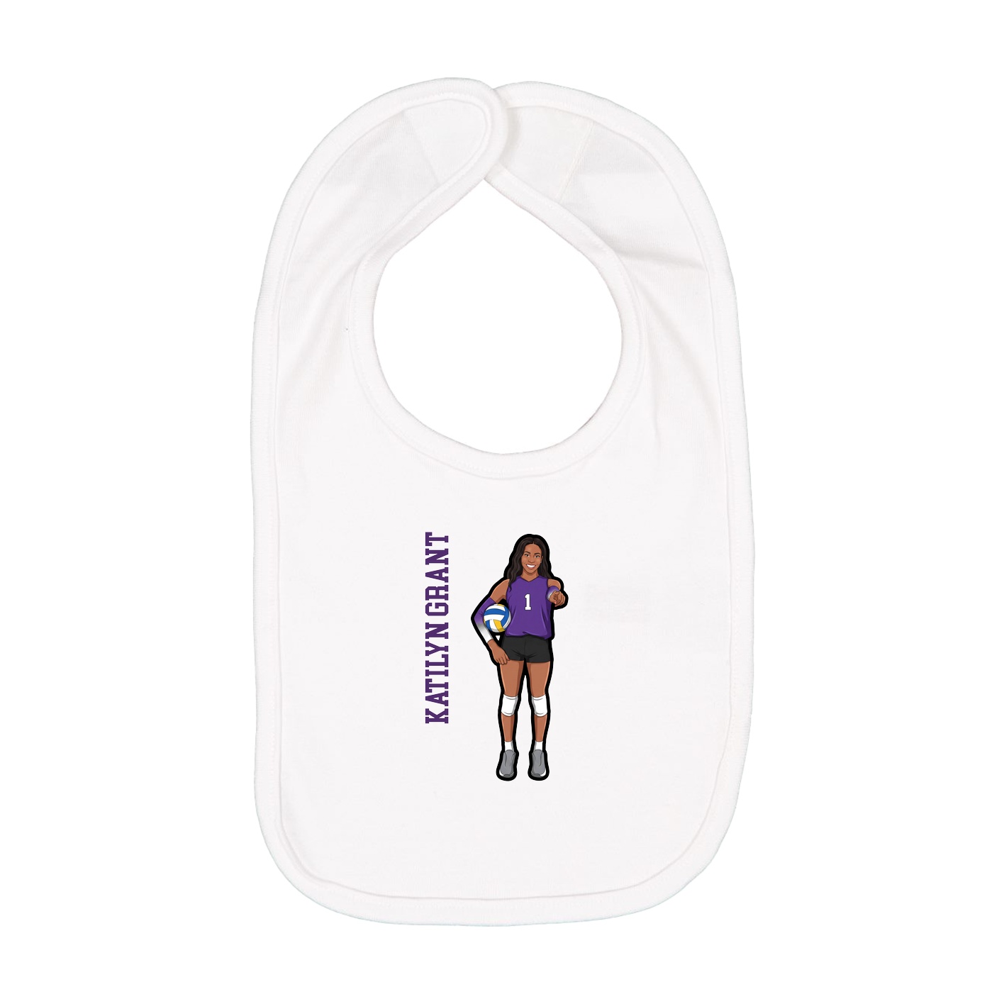 Infant Bib — Name Vertical in White