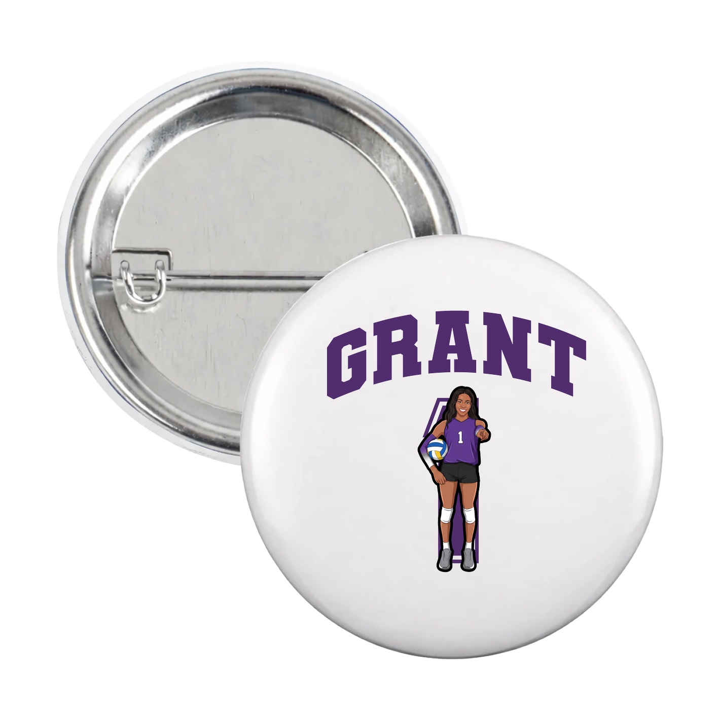 Game Day Button — Number in White