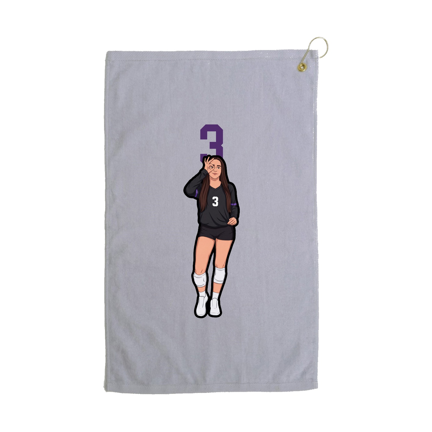Golf Towel — Number Top in Grey