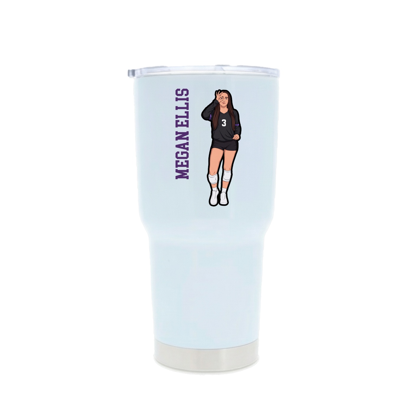 30oz Stainless Steel Tumbler — Name Vertical in White