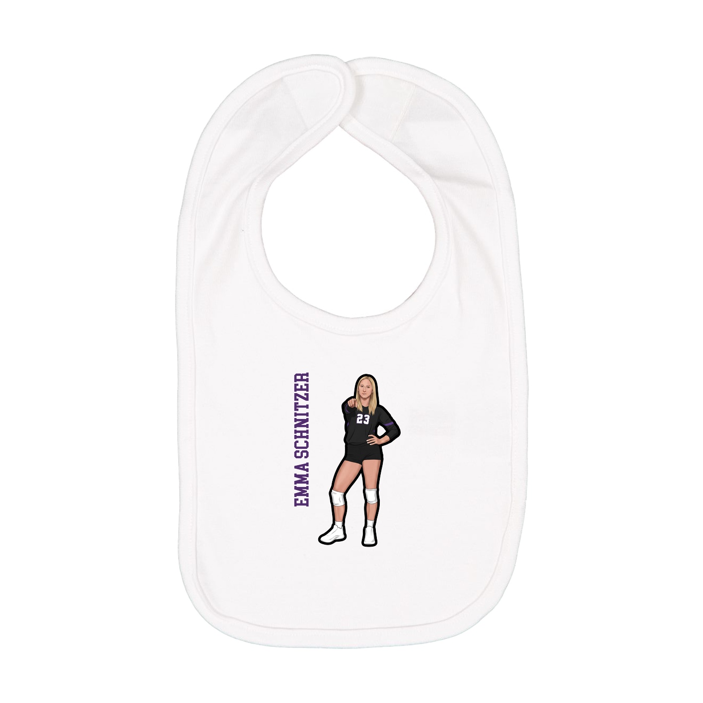 Infant Bib — Name Vertical in White