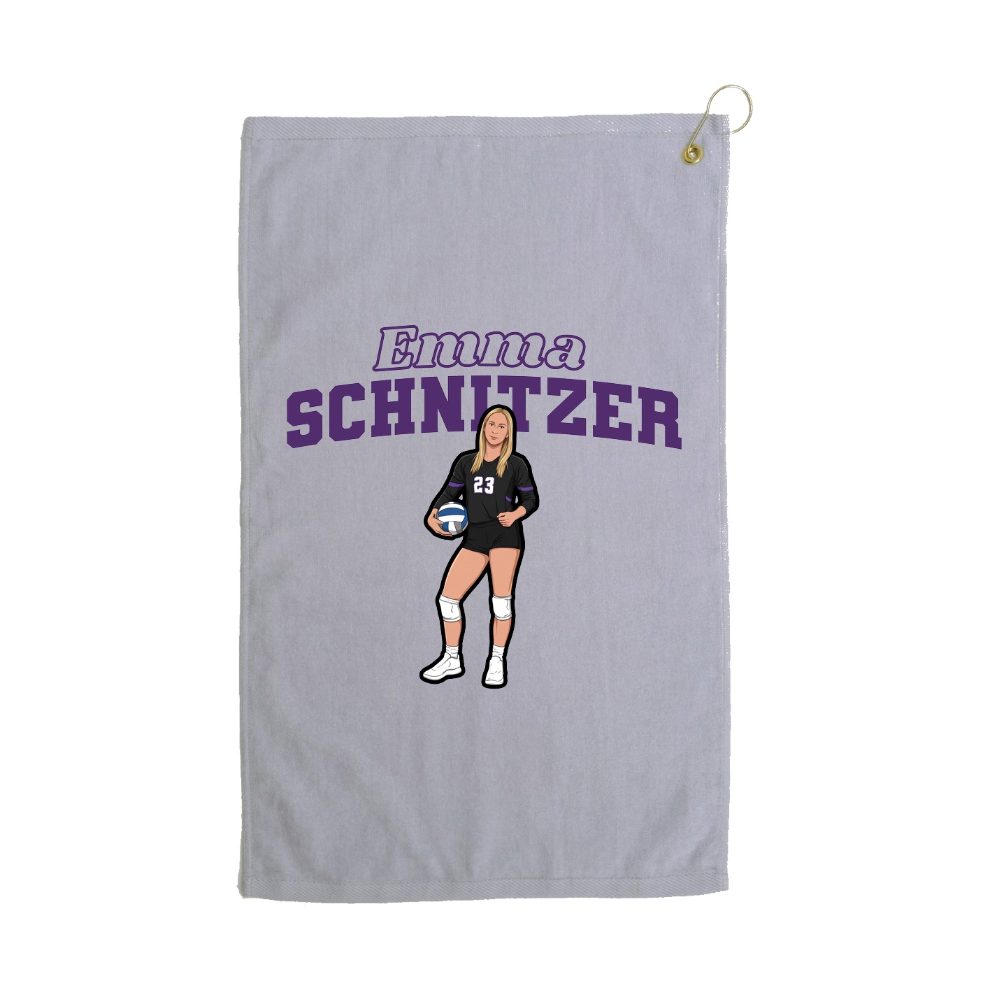 Golf Towel — Name Arch in Grey