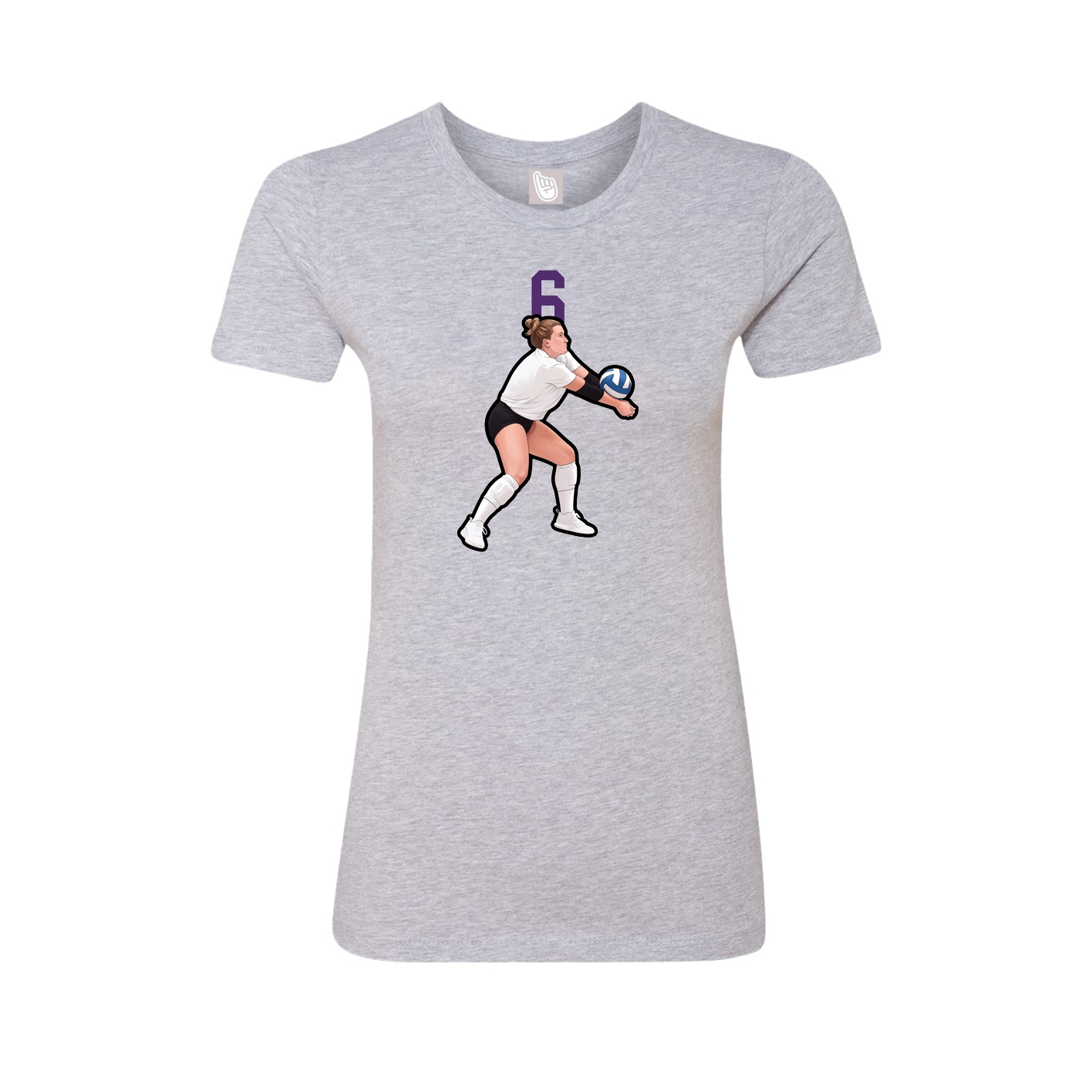 Fitted Women's Tee — Number Top in Grey