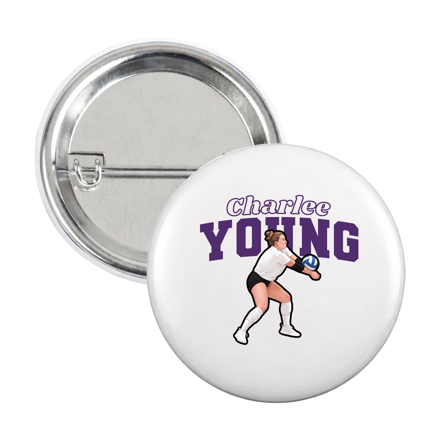 Game Day Button — Name Arch in White