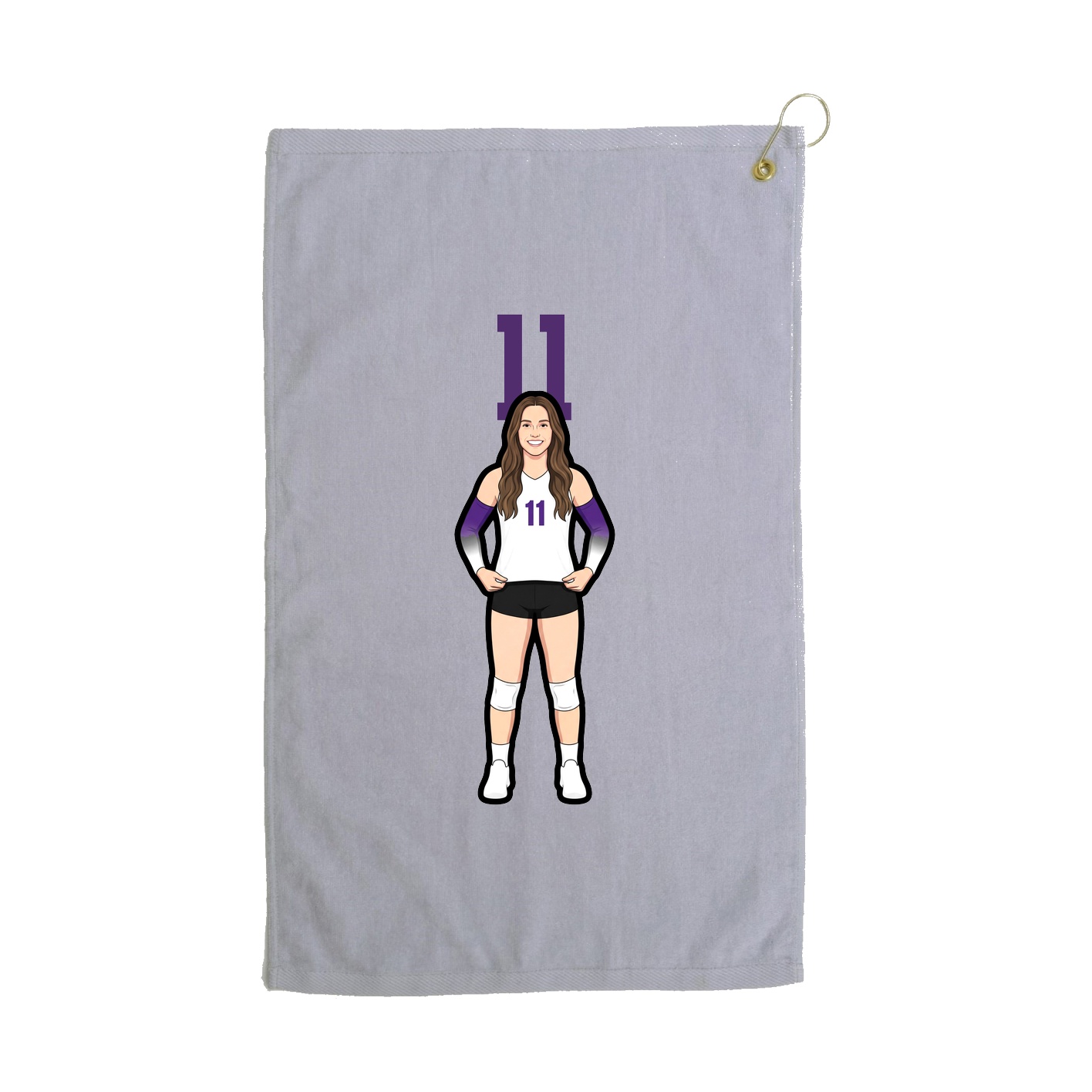 Golf Towel — Number Top in Grey