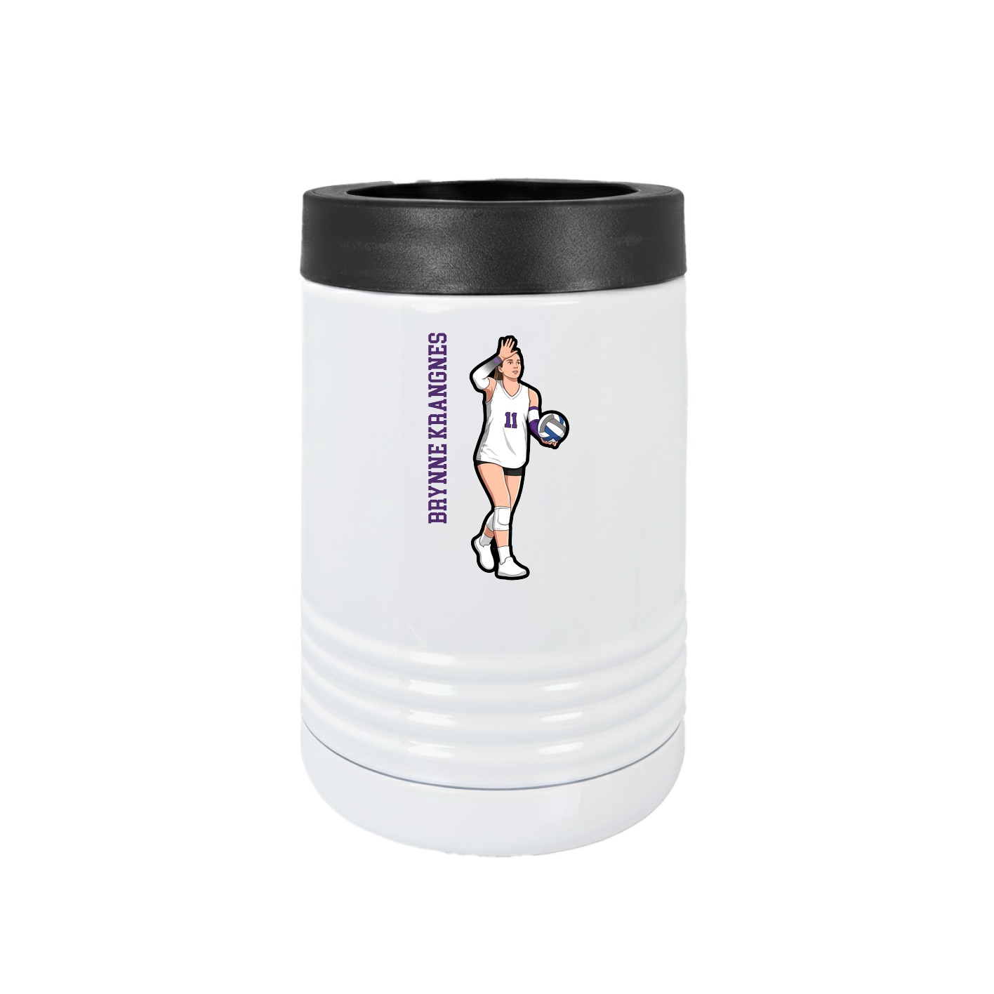 Beverage Holder — Name Vertical in White