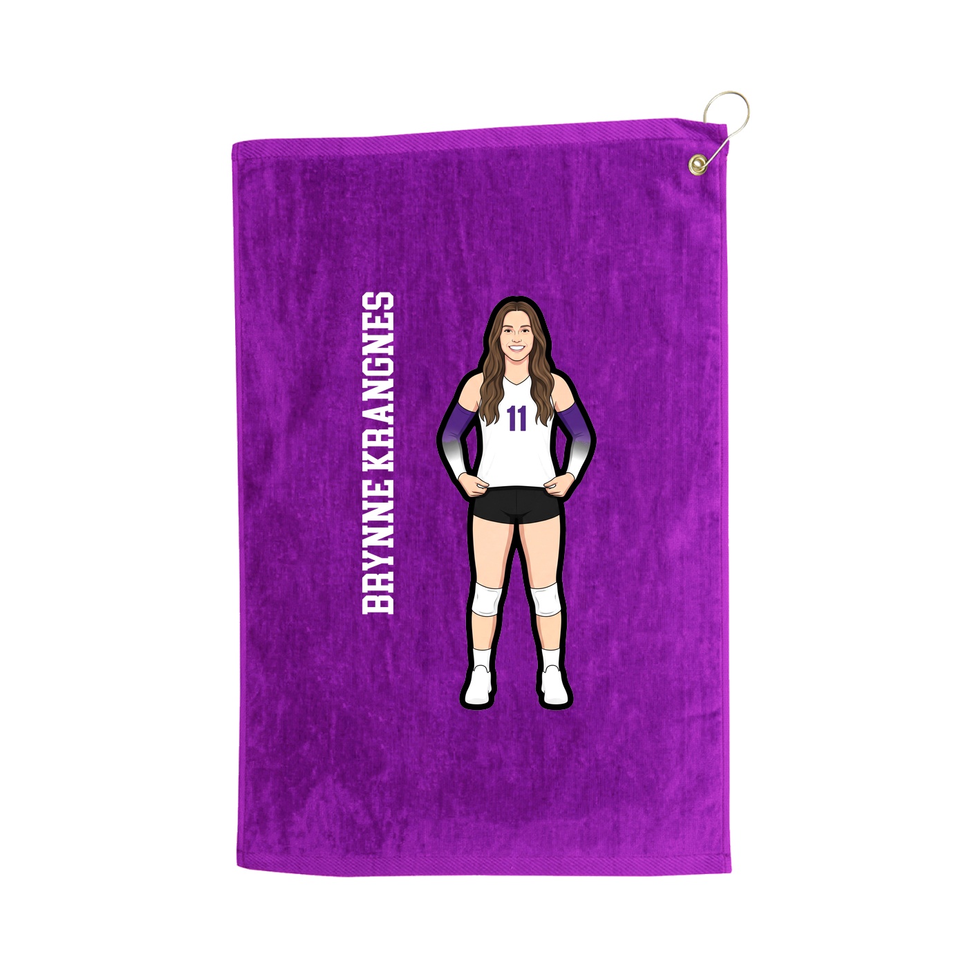 Golf Towel — Name Vertical in Purple