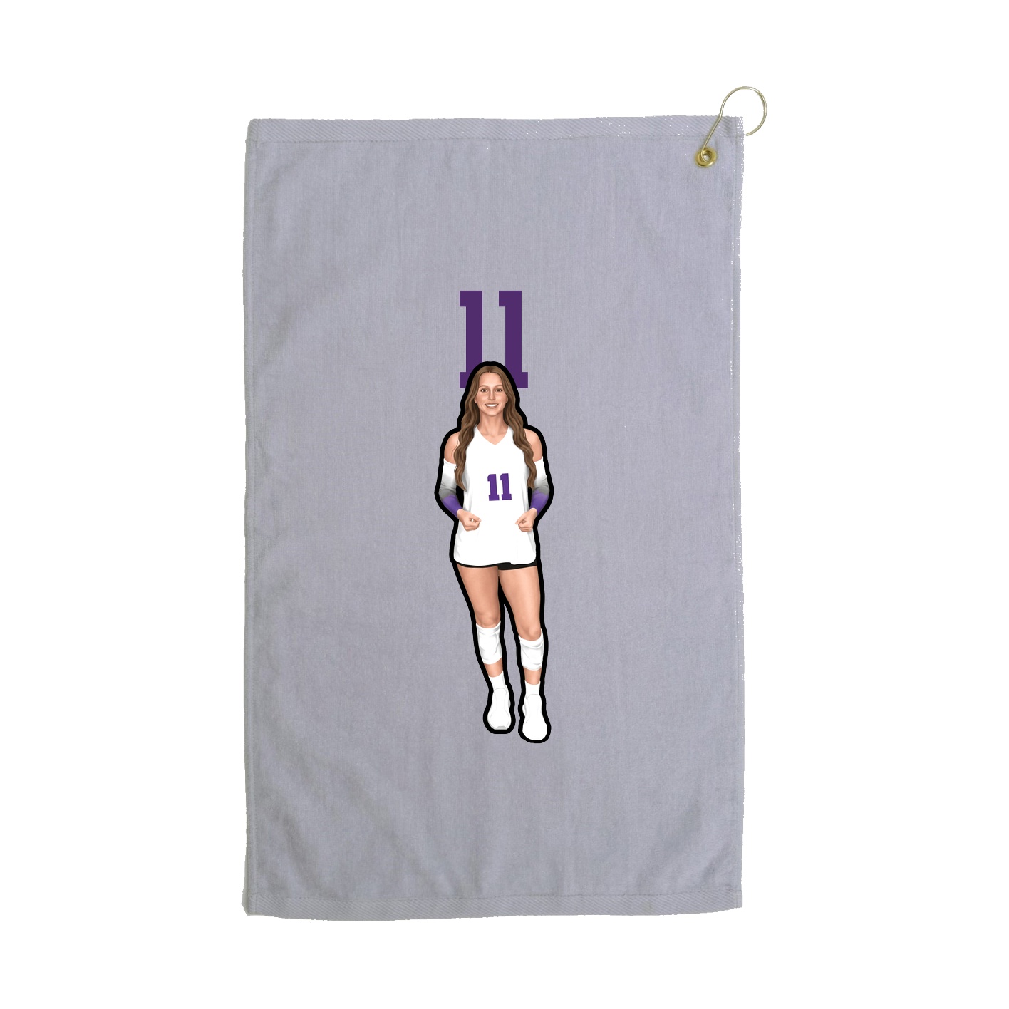 Golf Towel — Number Top in Grey