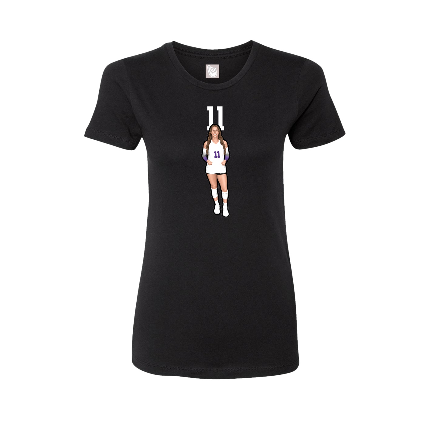 Fitted Women's Tee — Number Top in Black