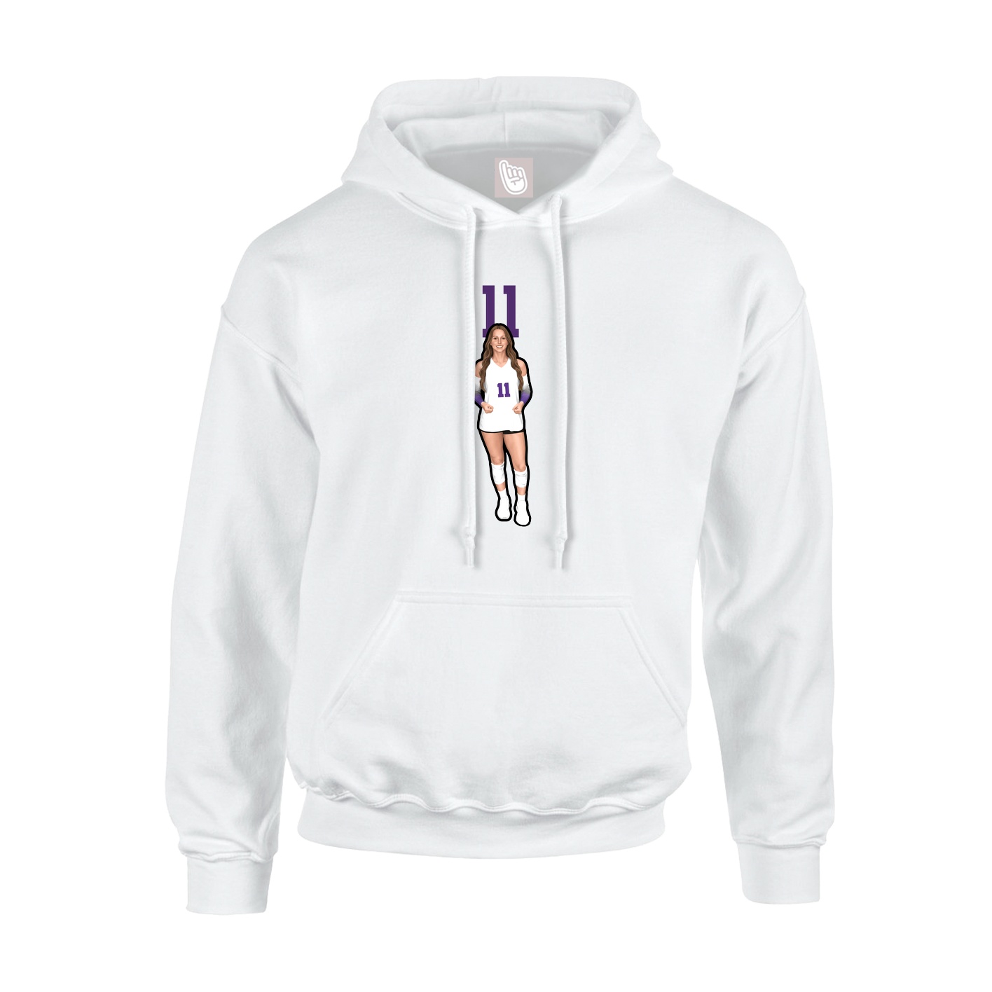 Youth Hoodie — Number Top in White
