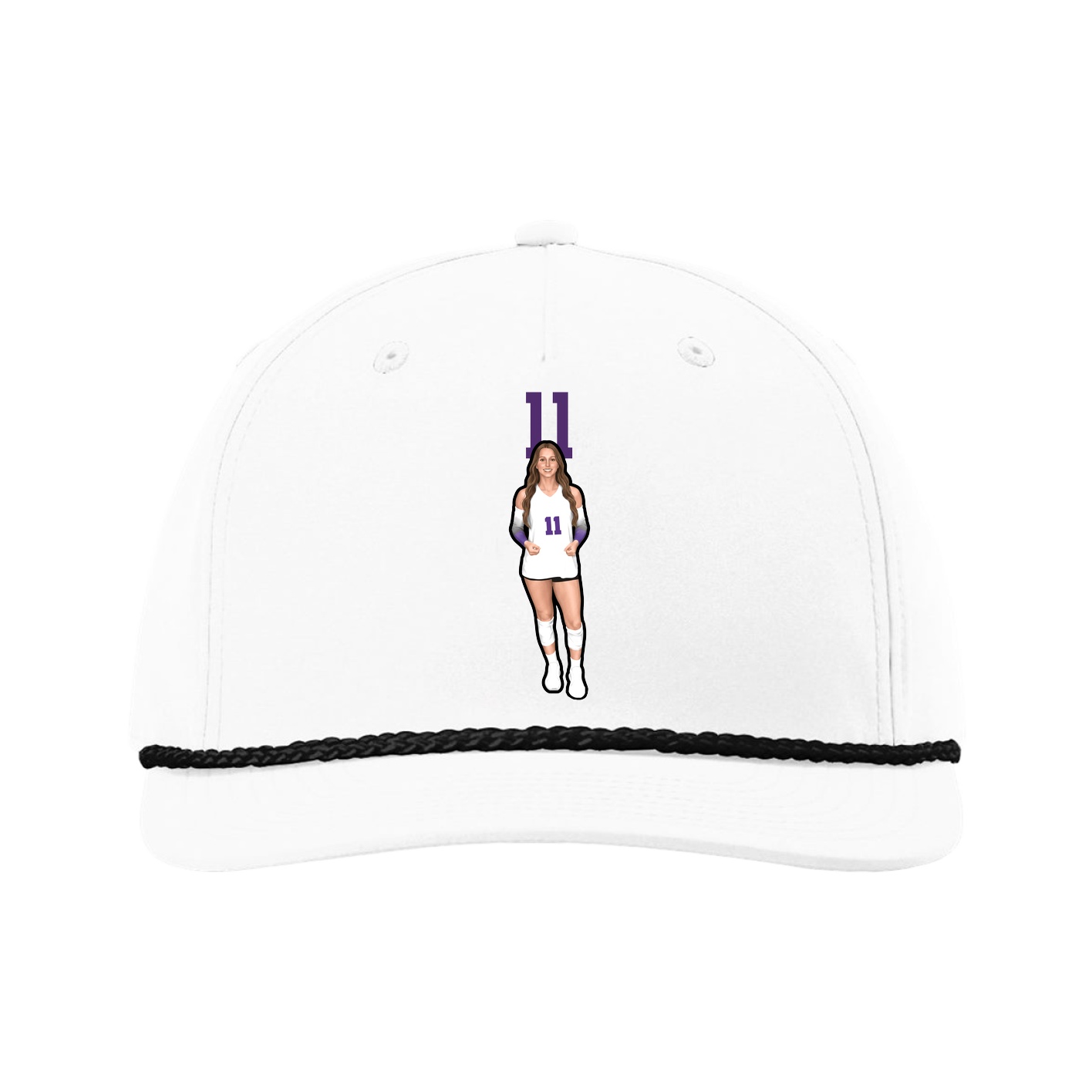 Five-Panel Classic Rope Cap — Number Top in White