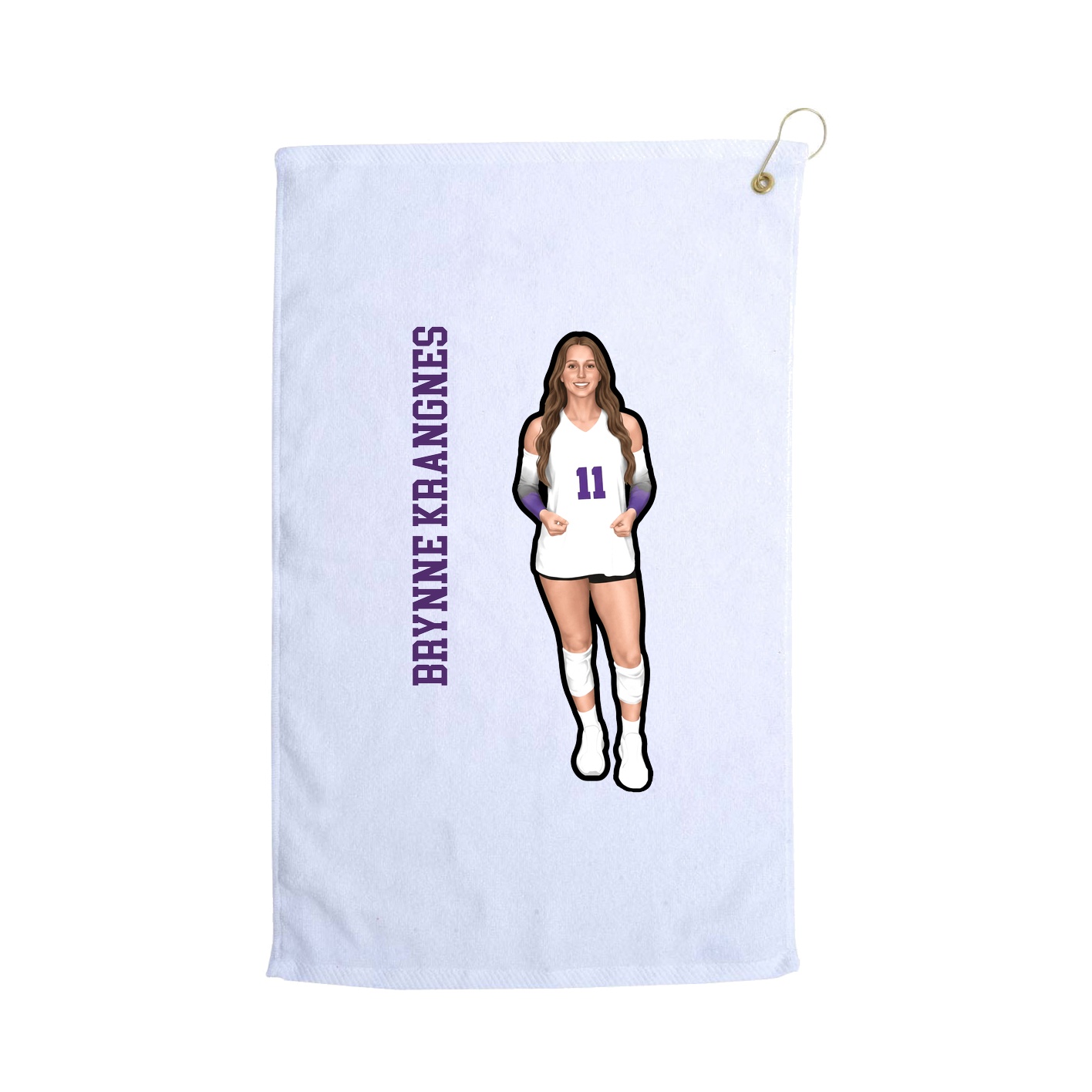 Golf Towel — Name Vertical in White