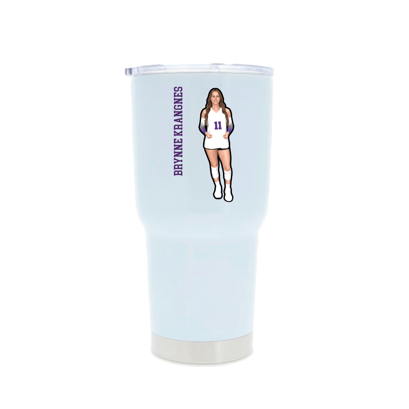 30oz Stainless Steel Tumbler — Name Vertical in White