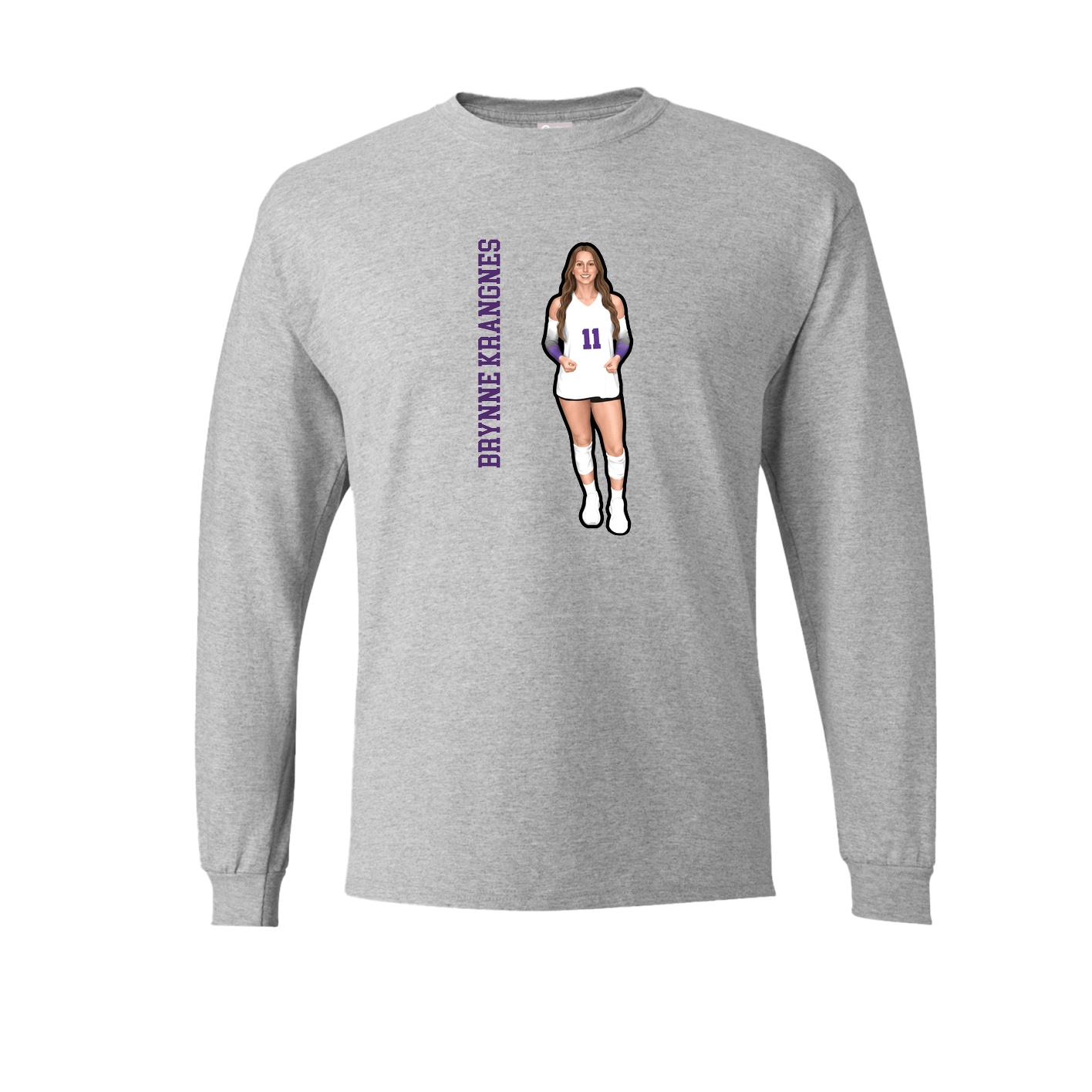 Long Sleeve Tee — Name Vertical in Grey