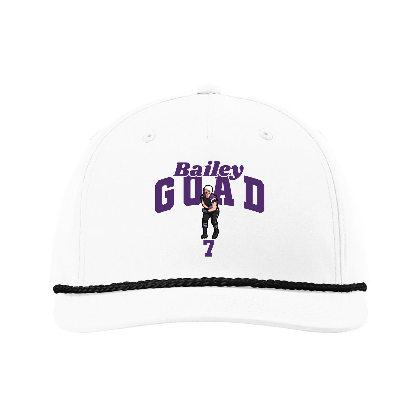 Five-Panel Classic Rope Cap — Signature Arch in White
