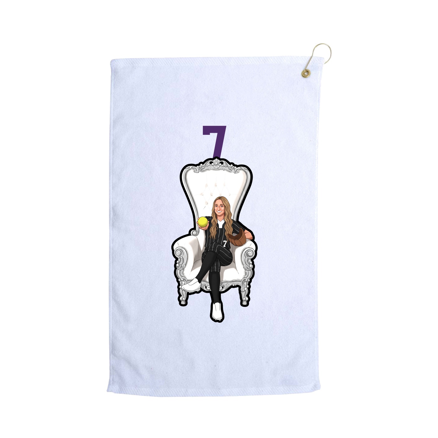 Golf Towel — Number Top in White