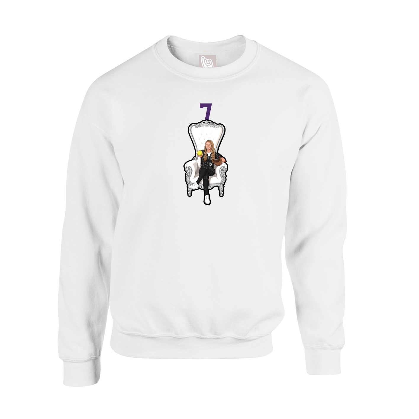 Fleece Crew — Number Top in White