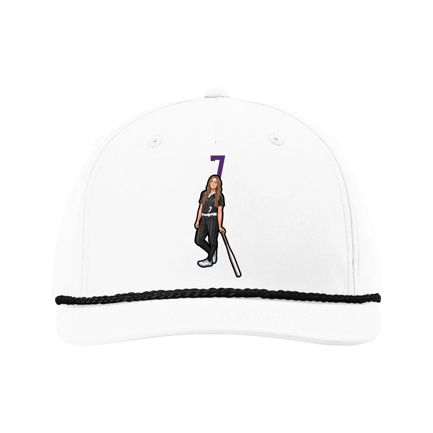 Five-Panel Classic Rope Cap — Number Top in White